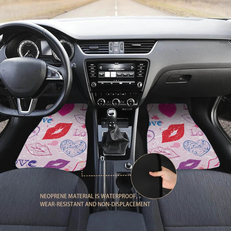 Set of 4 Love Theme Car Floor Mats – Heart & Lip Design Car Floor Mats HIP