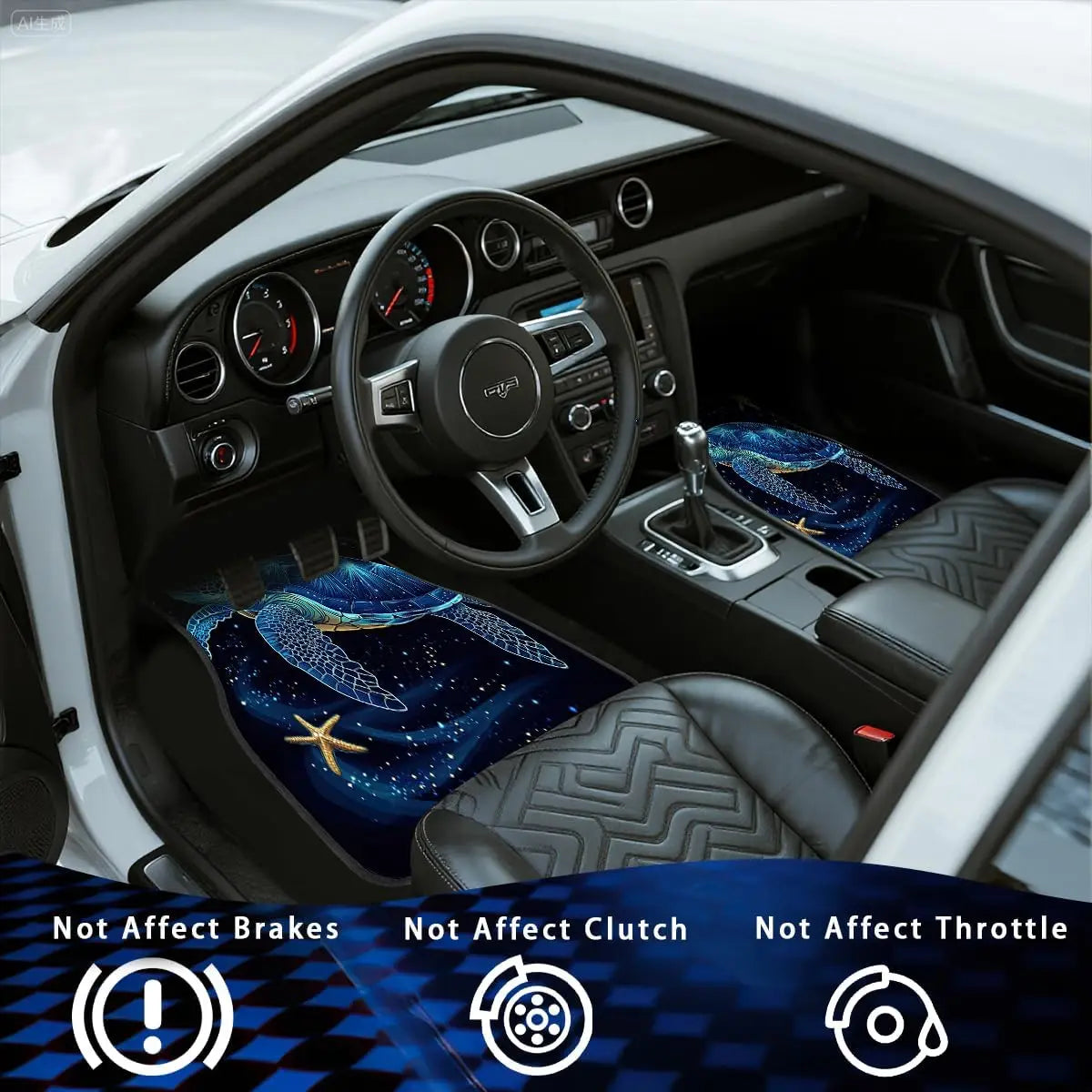 Sea Turtle & Starfish Car Floor Mats Set of 4 – Non-Slip Automotive Floor Mats HIP