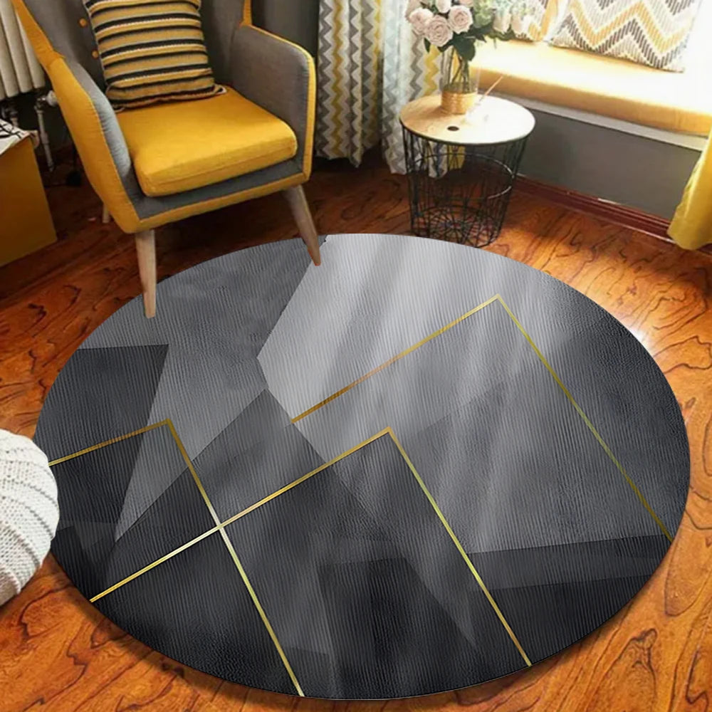 Round Non-Slip Flannel Area Rug – Modern Home Floor Mat Round Area Rug HIP 2 120X120CM