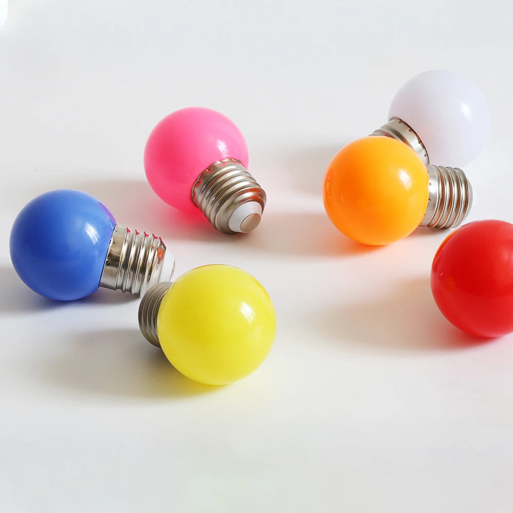30-Pack G45 E27 3W Colorful LED Bulbs – 7 Colors 220V LED Globe Bulbs HIP