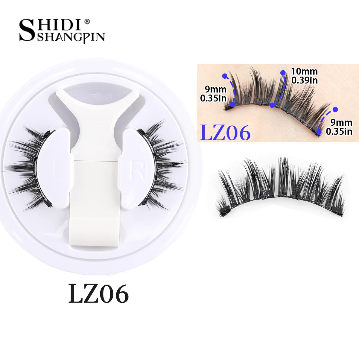 SHIDISHANGPIN 1 Pair Reusable Magnetic Eyelashes Tweezers Set Handmade 3D Natural False Eyelashes and Magnetic Tweezers Set HIP LZ06