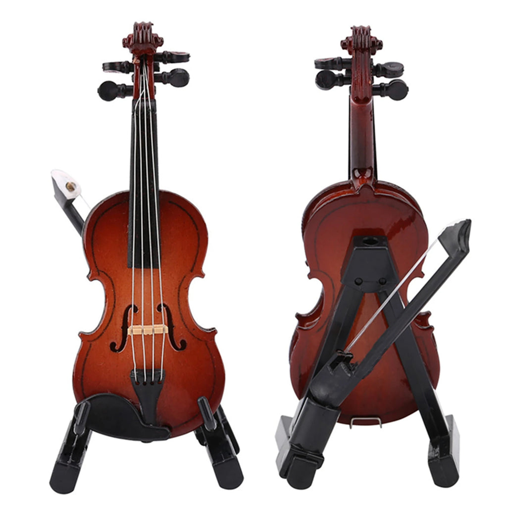 Miniature Violin Replica Miniature Violin Model with Stand Case Dollhouse Accessories Mini Musical Instrument Decor Gift HIP