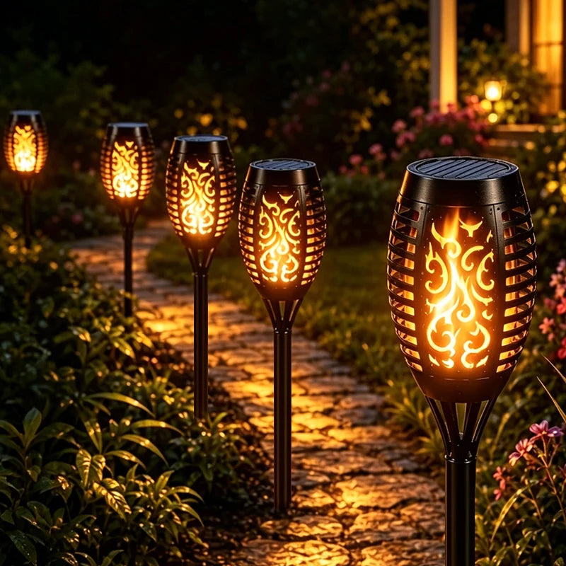 12 LED Solar Flickering Flame Pathway Lights – Waterproof Solar Pathway Lights HIP