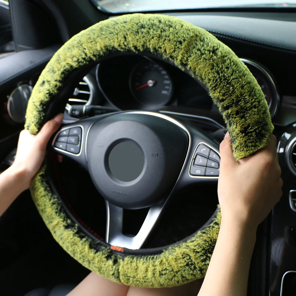 Winter Plush Car Steering Wheel Cover – Universal Faux Fur Steering Wheel Cover HIP