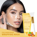Collagen Peel Off Facial Mask Overnight Wrapping Pack Elasticity Hydration Care Reduces Sagging Dullness Hydrolyzed Collagen For HIP and brush