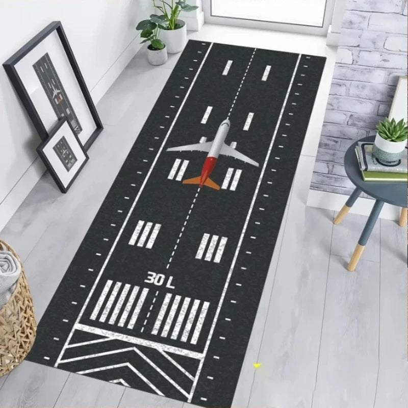 Kids Airport Runway Rug – Aviation Themed Playmat Kids Play Rug HIP