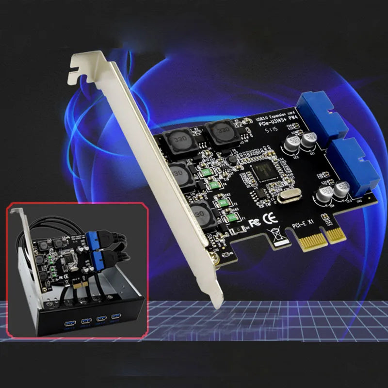 PCIe to USB 3.0 Front Panel Card – 4-Port 5Gbps Adapter PCIe USB Expansion Card HIP