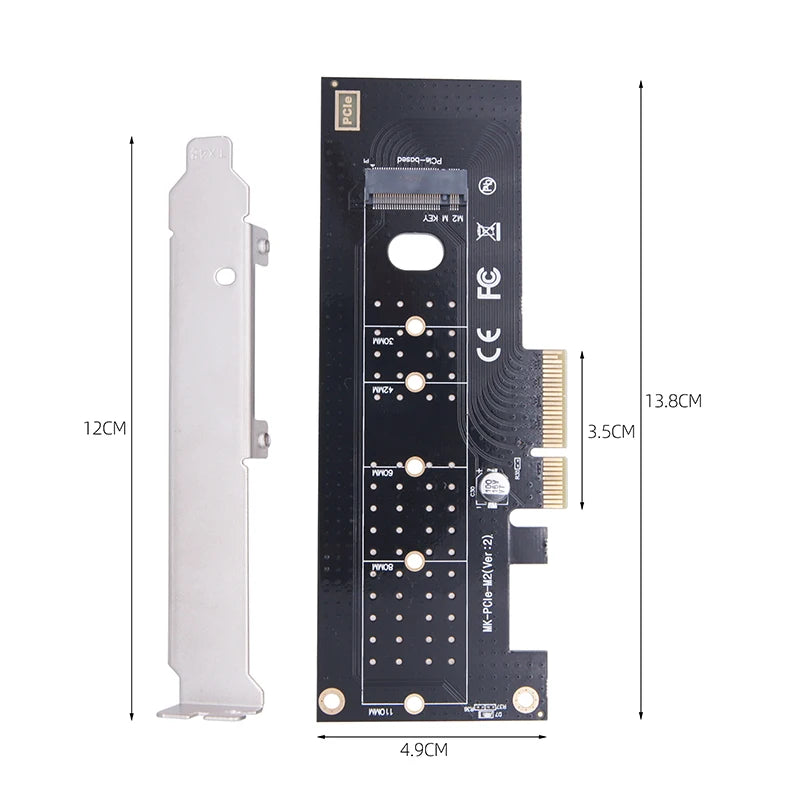 M.2 NVMe to PCIe x4 x8 x16 Adapter Card | OULLX PCIe SSD Adapter HIP Black