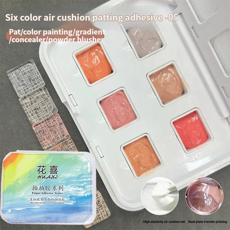 No‑wash Air Cushion Patting Gel Nail Polish 6 Colors Solid Painting Gel High Saturation Pigment Nail Gradient Blush Concealer HIP 6 Colors 05