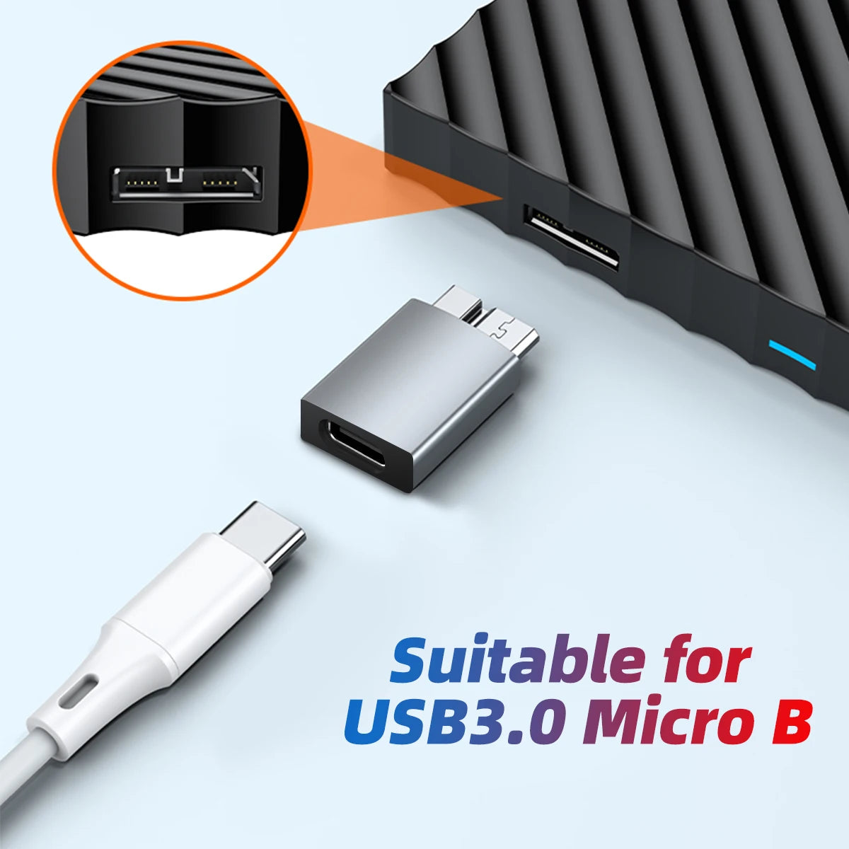 USB 3.0 Micro B to USB-C Adapter for External Hard Drives USB Adapter HIP