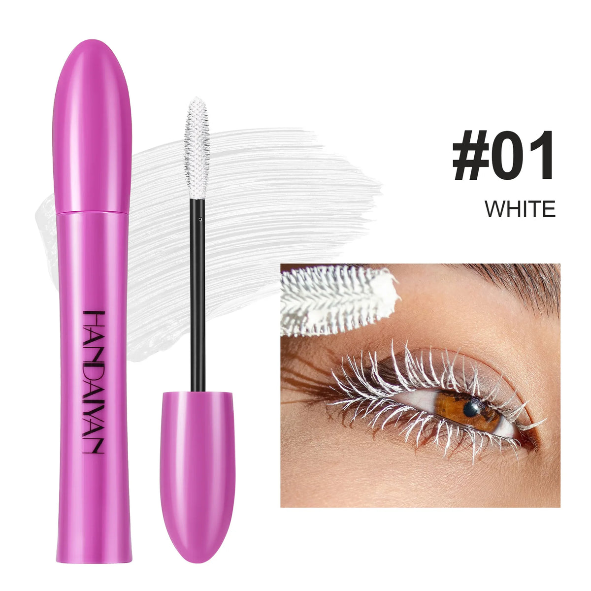Handaiyan Colorful Silk Mascara – Waterproof & Volumizing Color Mascara HIP 01 WHITE 5ml