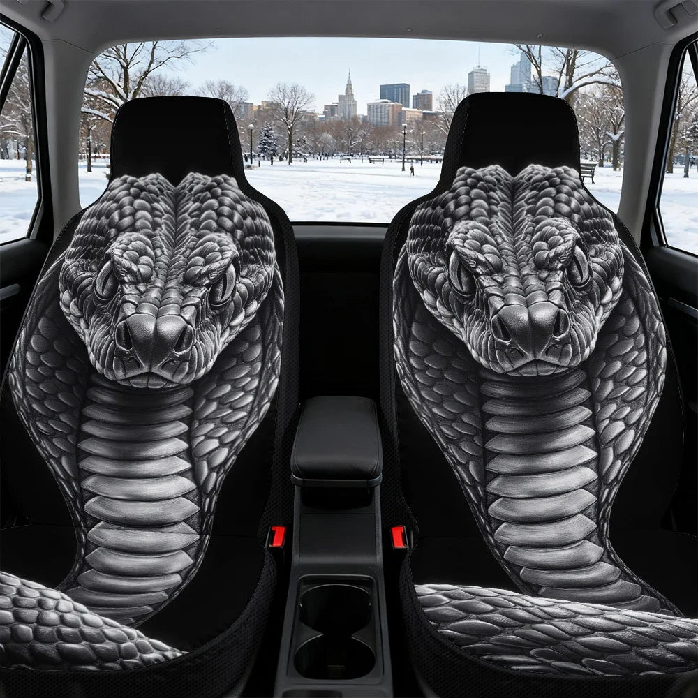 Silver Cobra Car Seat Covers Set of 2 – Universal Fit Car Seat Covers HIP black