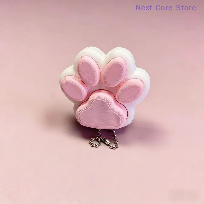 3D Cat Paw Clicker Keychain – Cute Cartoon Key Ring Pendant Novelty Keychain HIP