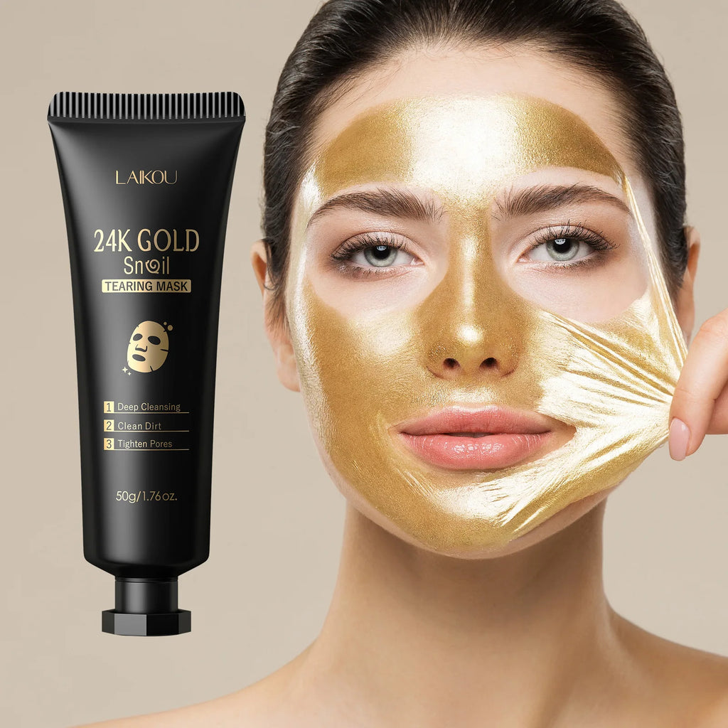 LAIKOU 24K Gold Snail Peel-Off Face Mask – Deep Cleanse 50g Peel-Off Face Mask HIP LK89597