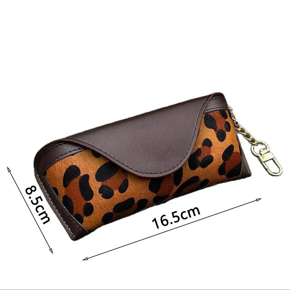 PU Leather Leopard Print Glasses Case – Lightweight Eyewear Pouch Eyewear Storage Case HIP