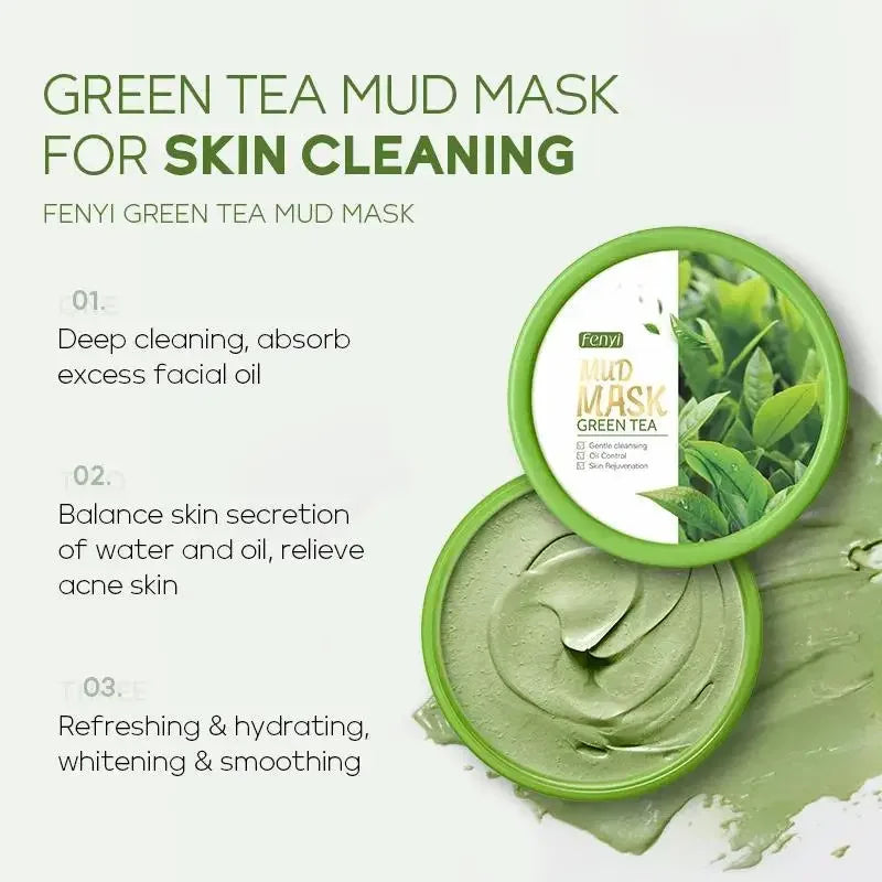 FENYI Green Tea Mud Mask 100g – Cleanse, Hydrate & Brighten Green Tea Mud Mask HIP