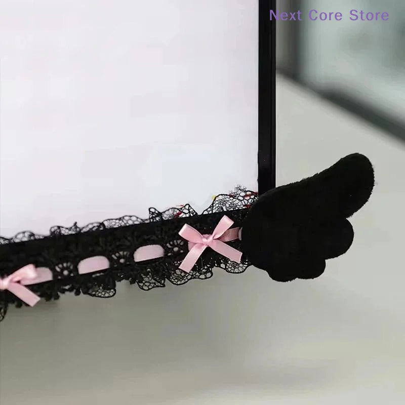 Black Bow Lace Wing Monitor Decor Strip Stickers | Gaming Desk Monitor Decor Sticker HIP
