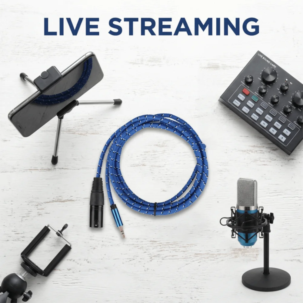 3M 3.5mm to XLR Male 3-Pin Audio Patch Cable – Blue Audio Patch Cable HIP
