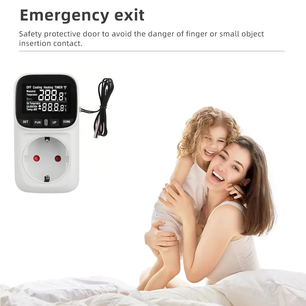 Digital Thermostat Socket EU Plug – Timer & Sensor Probe Temperature Controller Socket HIP