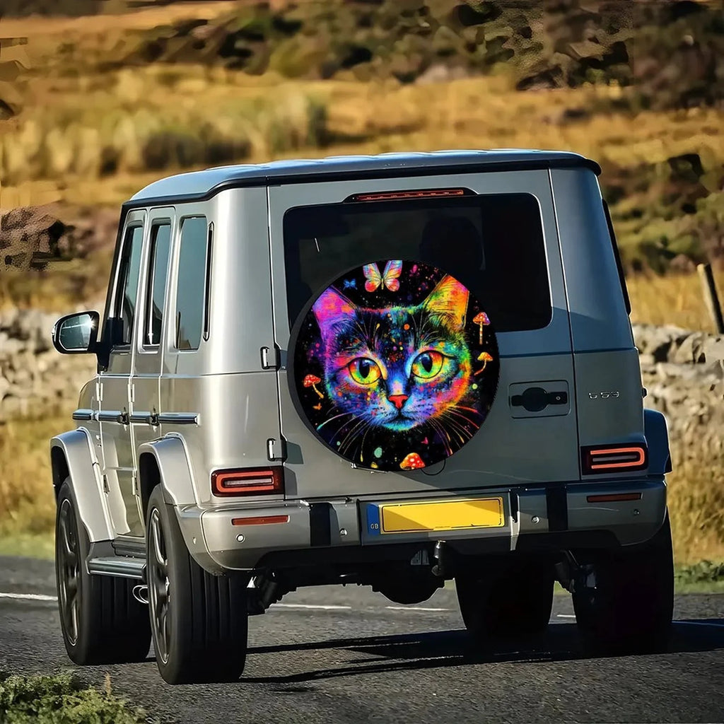 Rainbow Cat Spare Tire Cover – Colorful Wheel Protector Spare Tire Cover HIP