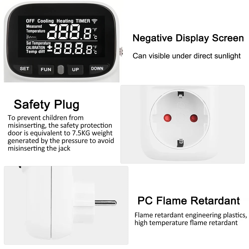 Digital Thermostat Socket EU Plug – Timer & Sensor Probe Temperature Controller Socket HIP