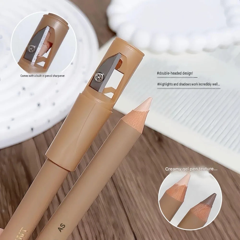 Dual-End Contour Concealer Pen With Pencil Sharpener Matte Highlighter Stick Waterproof Lasting Nose Shadow V-Shaped Face Makeup HIP