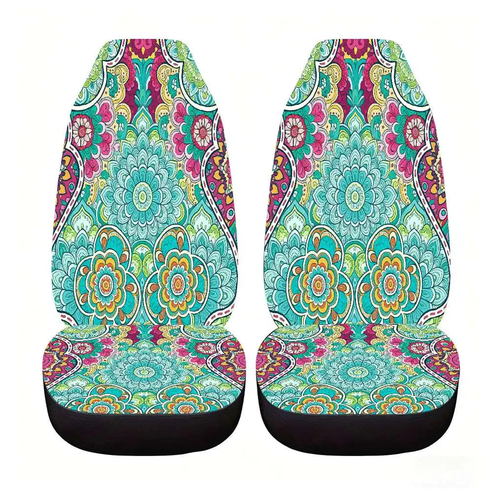 Bohemian Mandala Car Seat Covers – Set of 2, Vibrant Colors Car Seat Covers HIP 1