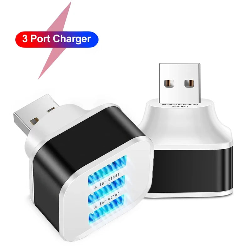 3-Port USB Splitter Hub – Car, Laptop & Tablet Adapter USB Hub Splitter HIP