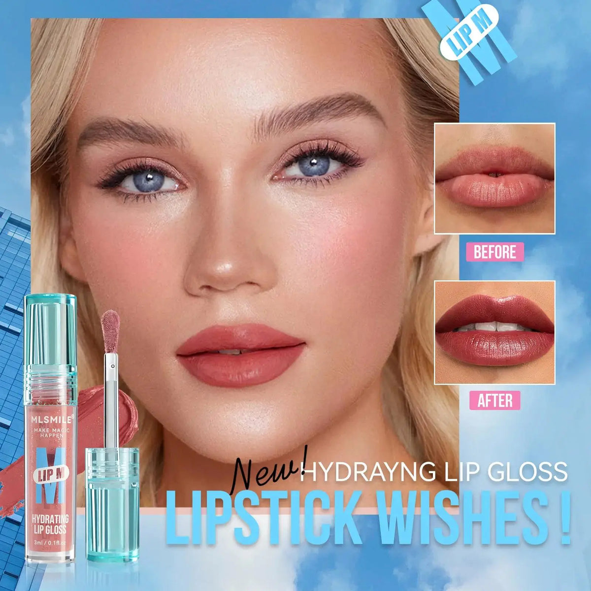 MLSMILE Pearl Nude Lip Gloss – Waterproof & Long Lasting Lip Gloss HIP