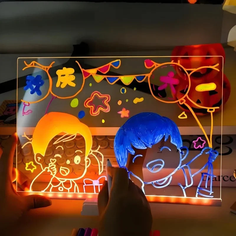 Light-Up LED Acrylic Message Board with 7 Color Pens LED Message Board HIP