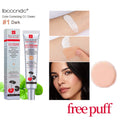 CC Cream & Free Puff 45ml Color Correcting Centella Asiatica Repair BB Cream Concealer Whitening Liquid Foundation Cosmetics HIP dark1pc Free Puff