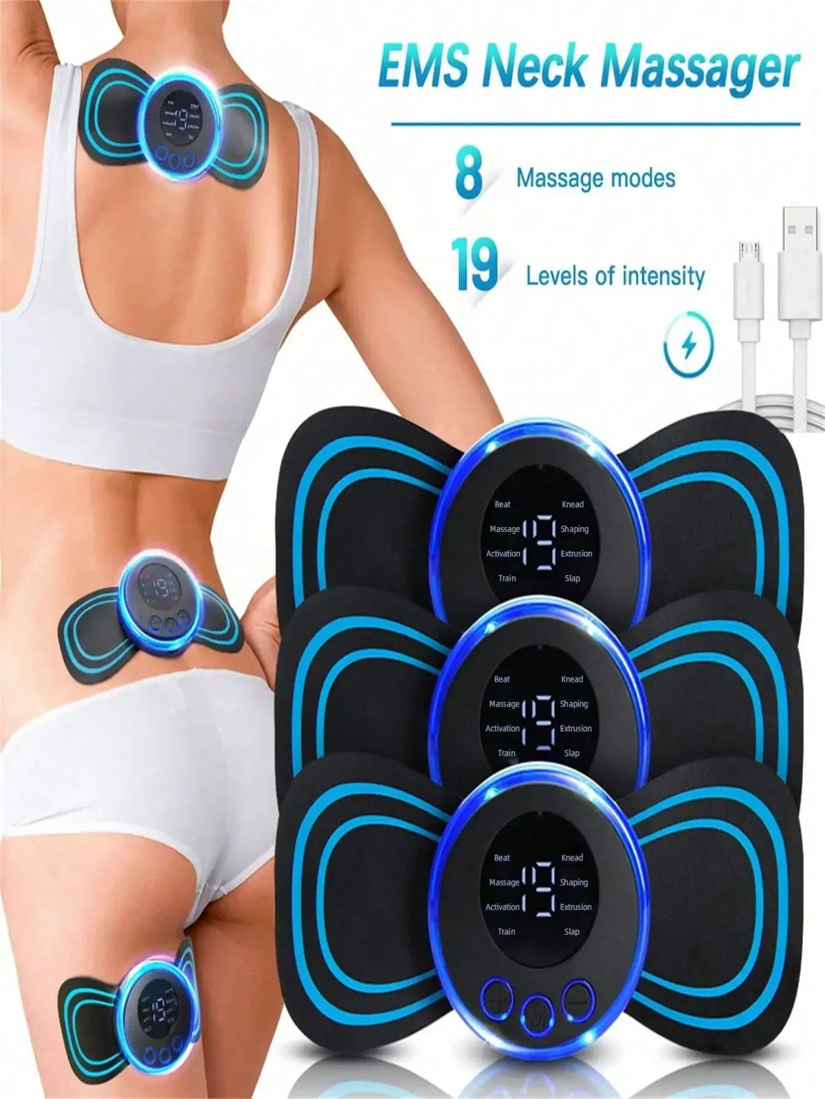 EMS Neck & Back Massager LCD 8 Mode Pulse Muscle Stimulator EMS Neck Massager HIP