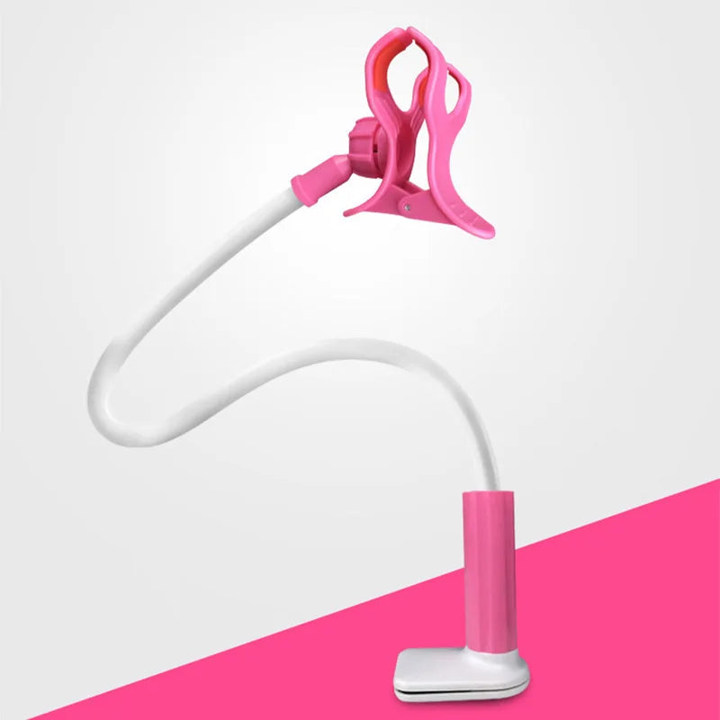 Flexible 360° Long Arm Clip Desktop Phone Stand Holder Phone Clip Stand HIP Pink