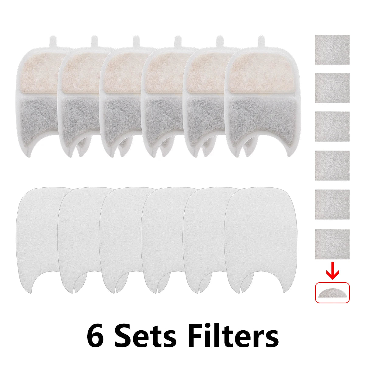 Replacement Filters +Sponges Replacement Pet Water Fountain Filter for 4L Wilreless Stainless Steel Cat Drinking Water Dispenser HIP 6pcs 1set 1set