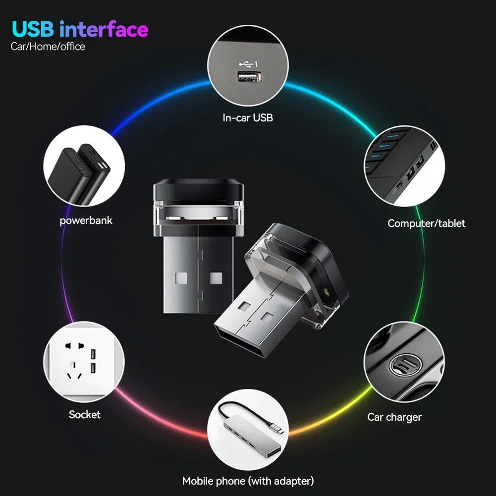 New USB Car Interior Ambient Atmosphere Light LED Signal Lights Auto Reading Lamp Home Decoration Accessories Night Light HIP