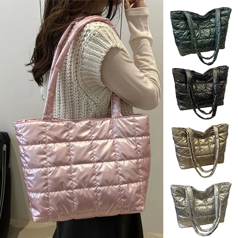 Quilted Padded Tote Bag – Large Capacity Shoulder Bag Quilted Tote Bag HIP