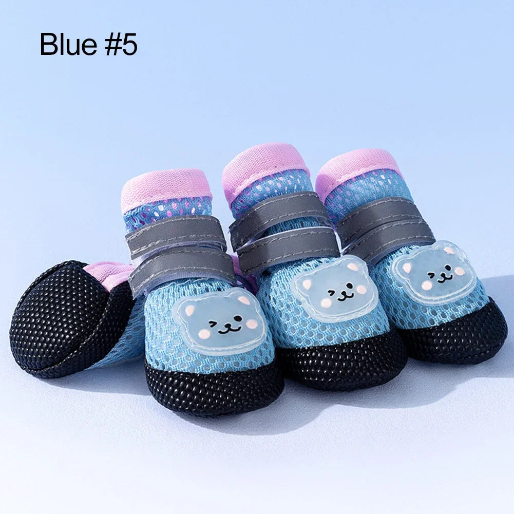 Cute Mesh Dog Sandals with Anti Slip Elasticity, Small Dog Boots with Soft Sole and Adjustable Paw Protection Shoe Cover HIP Blue 5