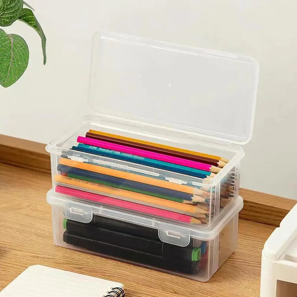 Multi-function Pen Case Clear Plastic Pencil Boxes Portable Mount Storage Pen Box For Oil Pastel Crayon Stationery Organizer Bag HIP