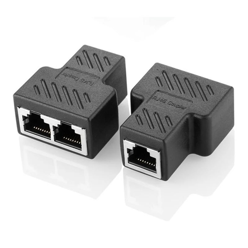 2-Pack RJ45 3-Way Shielded Ethernet Splitter Adapter 8 Core Ethernet Splitter Adapter HIP