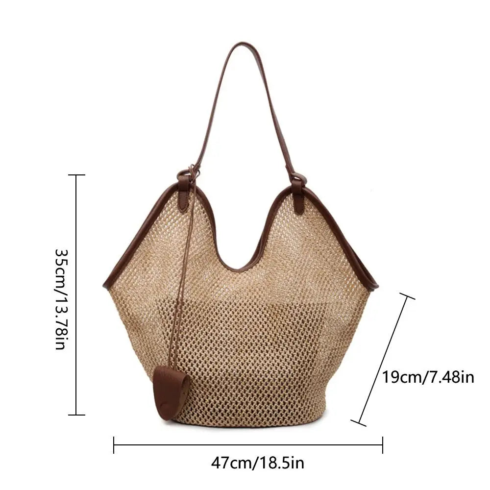 Bohemian Woven Straw Tote Bag – Large Beach Shoulder Bag Woven Straw Tote Bag HIP