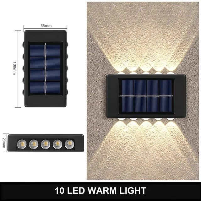 Heinast Solar Outdoor Wall Lamp IP65 Warm LED Up Down Light Solar Wall Light HIP Warm light 10LED 1PCS