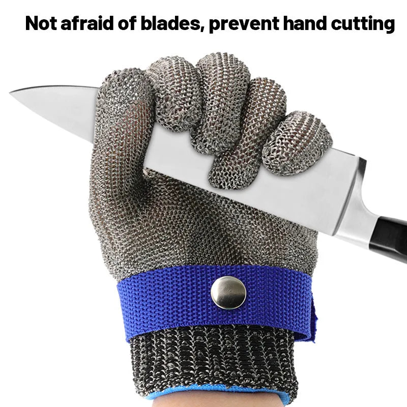 Metal Mesh Glove Steel Wire Glove Stainless Steel Glove Cut Resistant Metal Mesh Chainmail Glove for Meat Cutting Chainsaw Work HIP