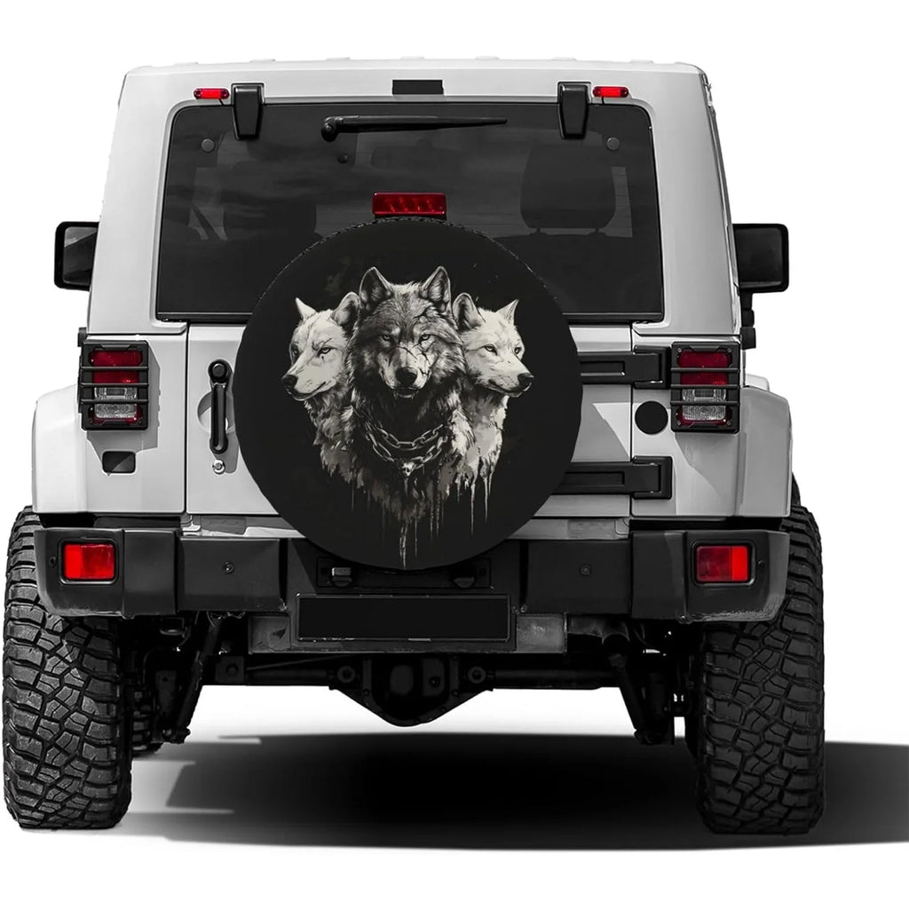 Three Wolves Graphic Tire Cover – UV & Waterproof Wheel Guard Spare Tire Cover HIP