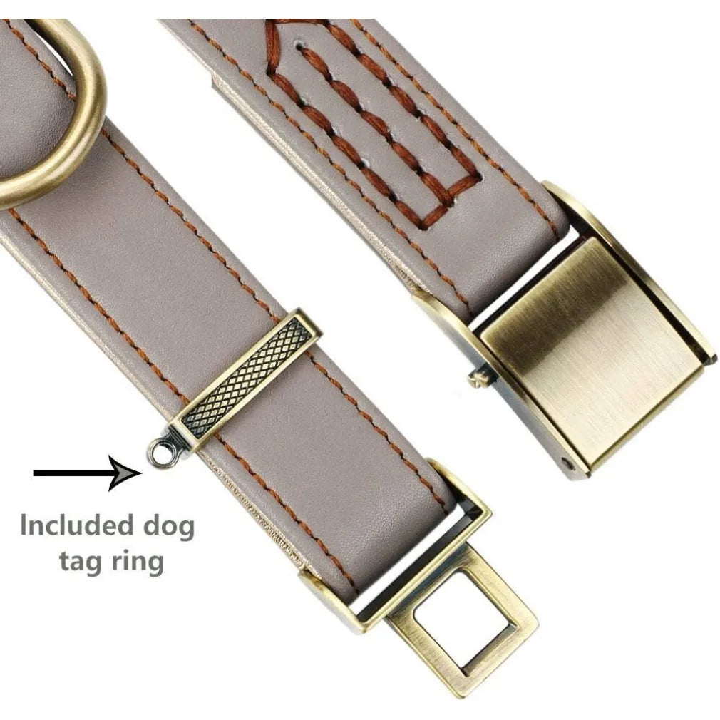 Luxury Padded Leather Dog Collar – Quick-Release Buckle Leather Dog Collar HIP