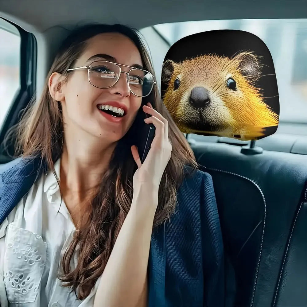 2-Pack Beaver Print Car Headrest Covers – Fun & Easy Clean Car Headrest Cover HIP