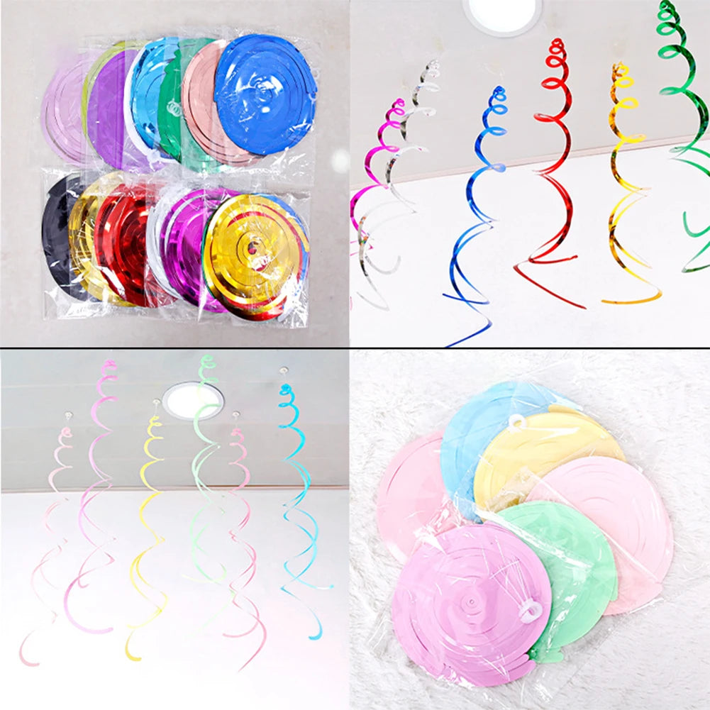 6PCS Colorful Paper Hanging Spiral Flag Decoration Banner Felt Holiday Banner Party Hanging Wedding Hanging Banner Decoration HIP