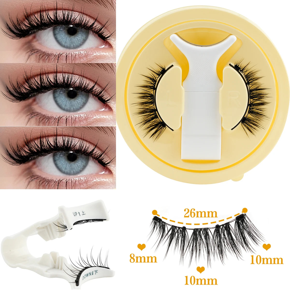 Lanjinglin 1 Pair Reusable Magnetic Eyelashes 3D Natural Mink Lashes No Glue Needed False Eyelashes and Magnetic Tweezers Set HIP LZ16