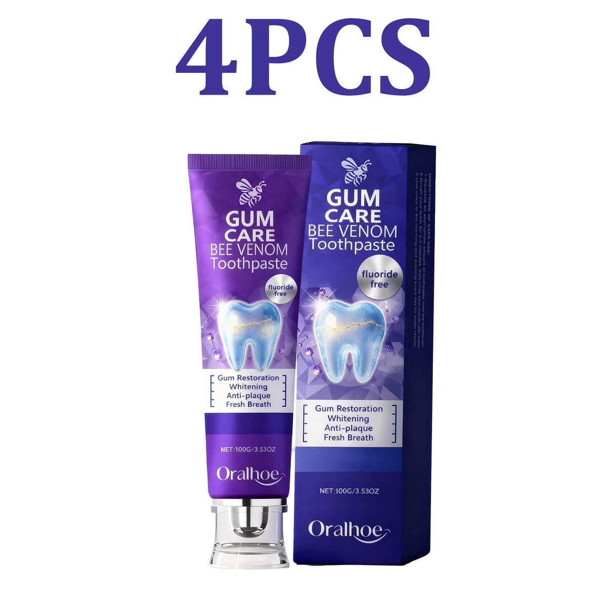 Bee Venom Whitening Toothpaste – Mint, Enamel & Gum Care Whitening Toothpaste HIP 4PCS