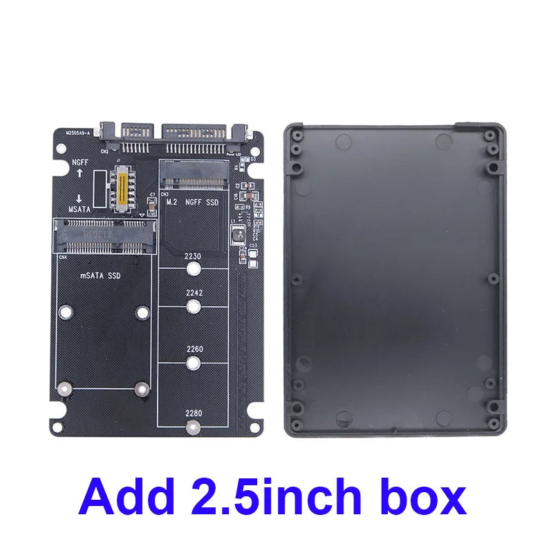 M.2 NGFF & mSATA to SATA 3.0 Dual SSD Adapter with Switch SSD Adapter Card HIP black