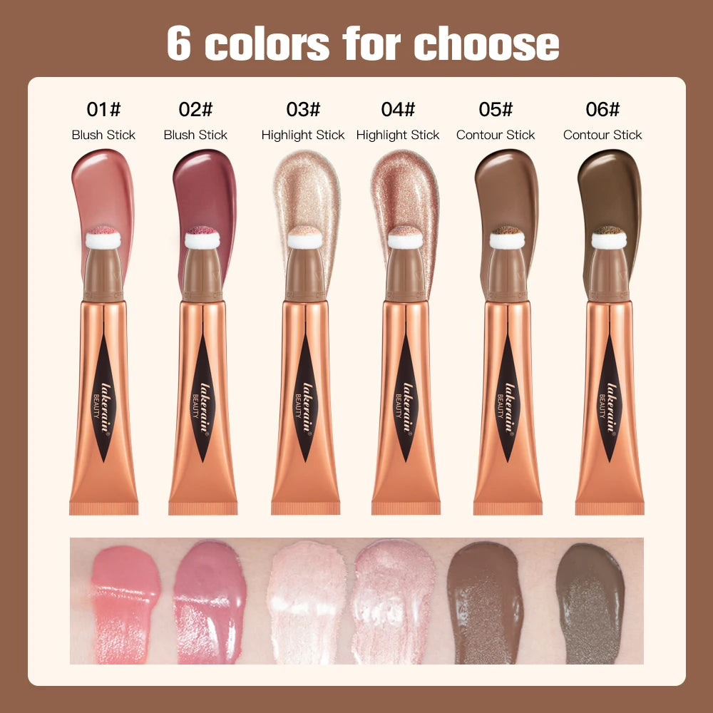 New Cream Bronzer Contour Blusher Beauty Wand Highlighter Blush With Cushion Liquid Face Bronzer Wand Stick Applicator Makeup HIP